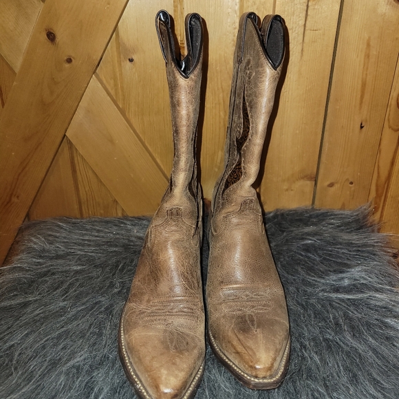 Abilene Leather Cowboy boots Tooled Inlay Womens Size 8 - Picture 3 of 16